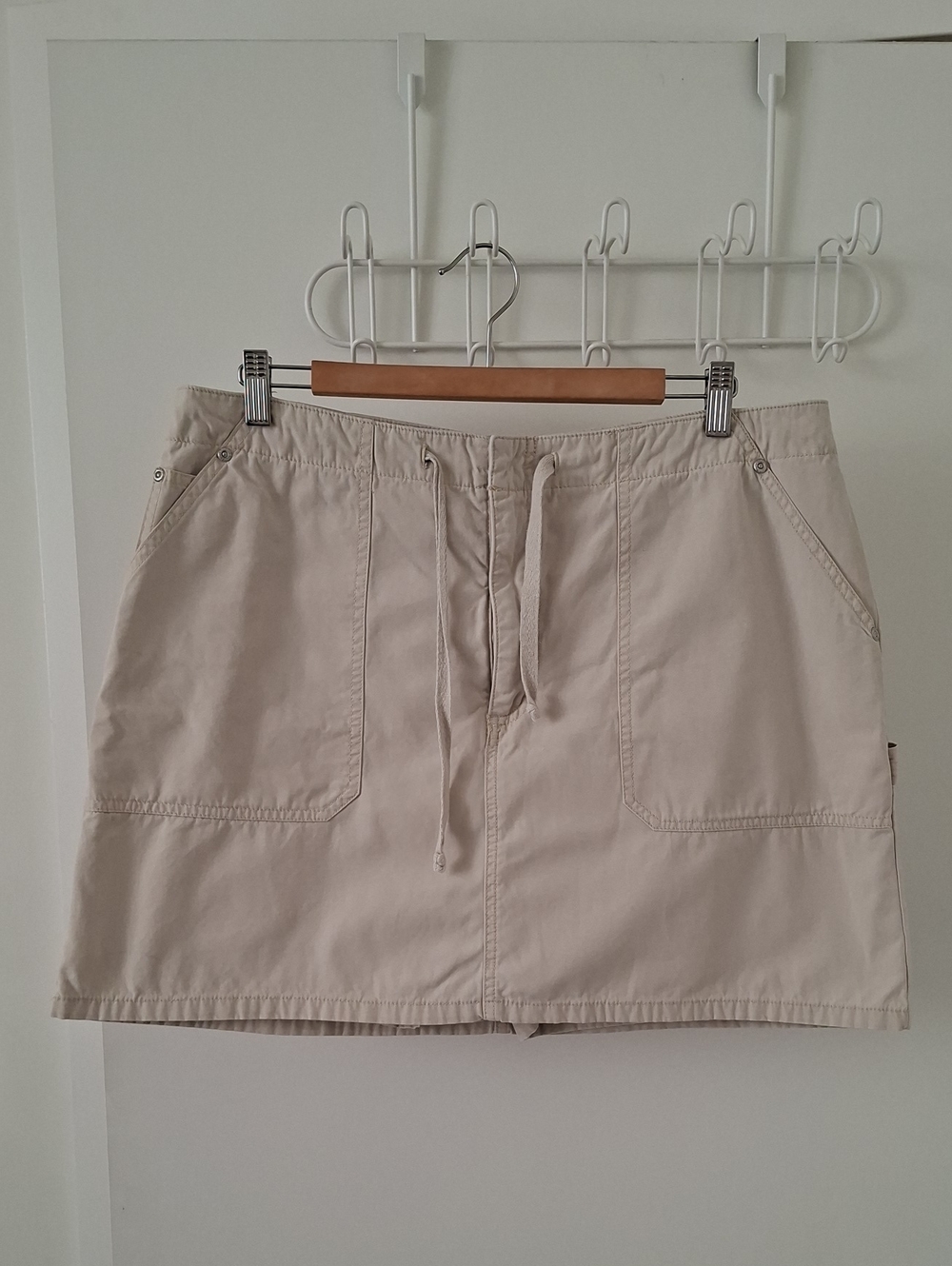 Vintage Y2K Faded Glory Tan Cotton Cargo Drawstring Mini Skort (Size US 16)
